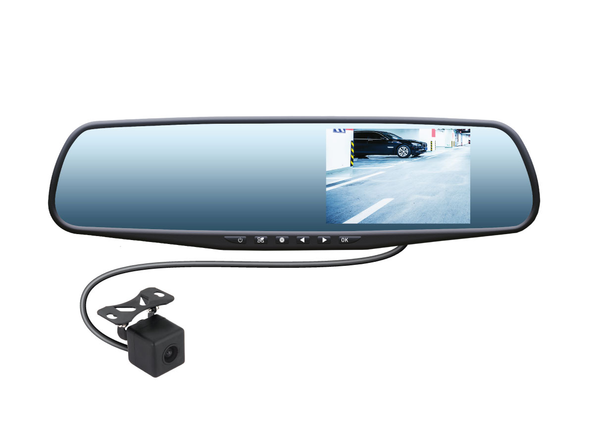 Автомобильное накладное зеркало-видеорегистратор заднего вида со встроенным монитором и выносной камерой заднего вида 4,3" Swat VDR-4U